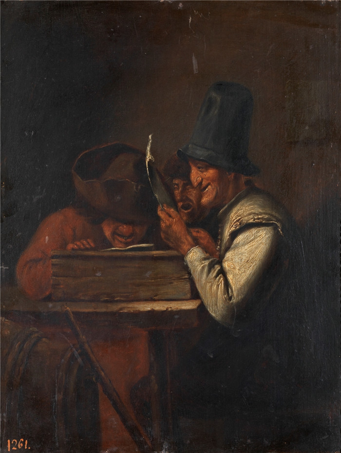 《滑稽三人组》乔斯·范·克雷斯贝克（Joos van Craesbeeck）作品-Burlesque trio