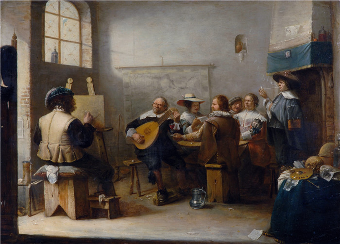 《画家的工作室》乔斯·范·克雷斯贝克（Joos van Craesbeeck）作品-The painter’s studio