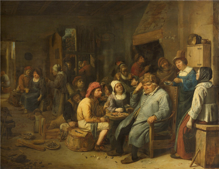 《酒馆里的农民》乔斯·范·克雷斯贝克（Joos van Craesbeeck）作品-Company of Farmers in a Tavern