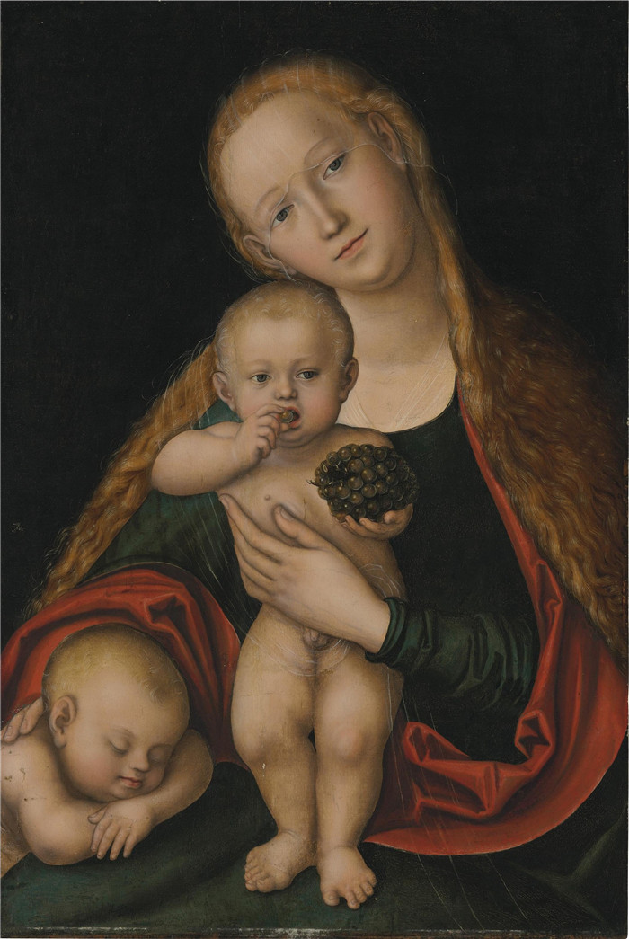小卢卡斯·克拉纳赫（Lucas Cranach the Younger）作品-圣母与孩子和睡觉的约翰
