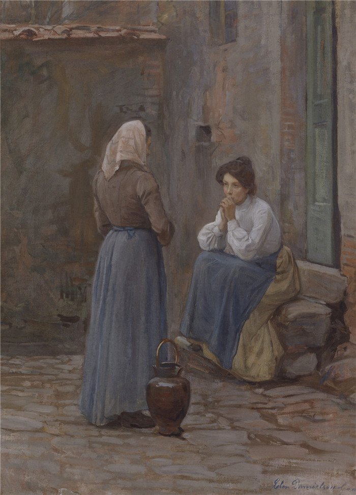 艾琳·丹尼尔森-甘博吉（Elin Danielson-Gambogi ）的画作-两个女人