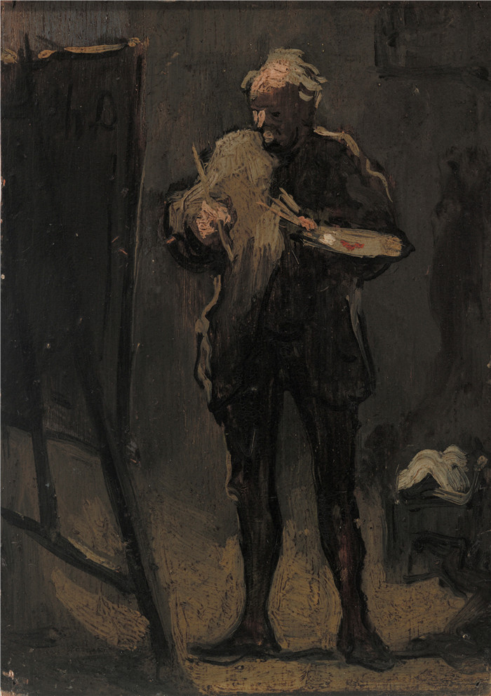 奥诺雷·杜米埃(Honoré Daumier)作品-画前的画家 （Le Peintre devant son tableau）