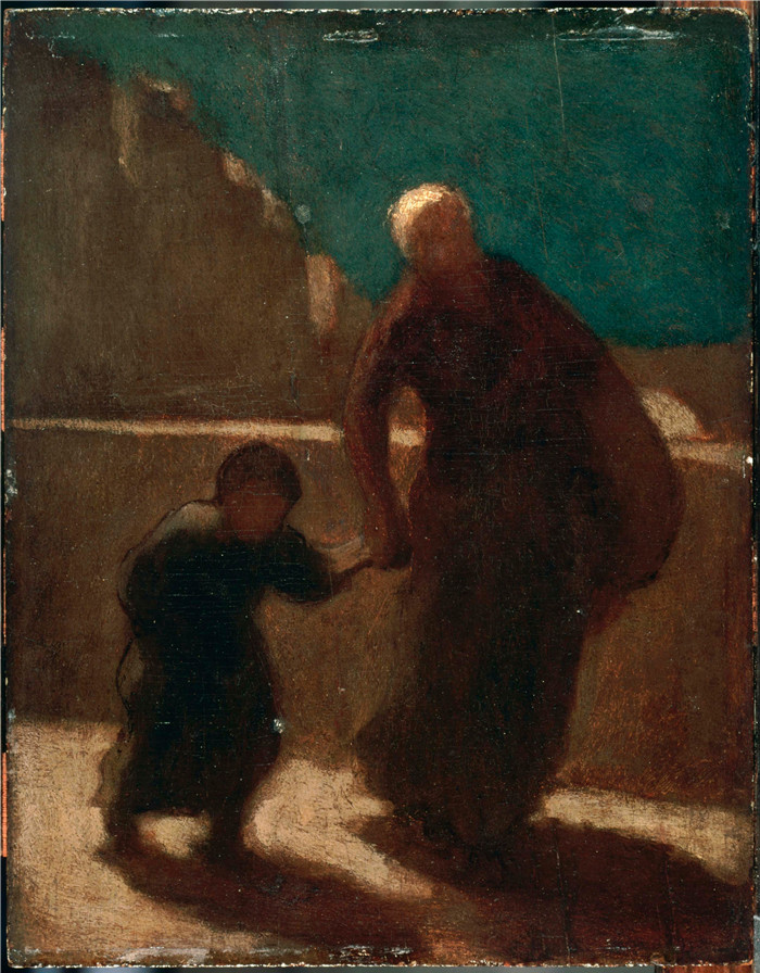 奥诺雷·杜米埃(Honoré Daumier)作品-在夜晚的桥上