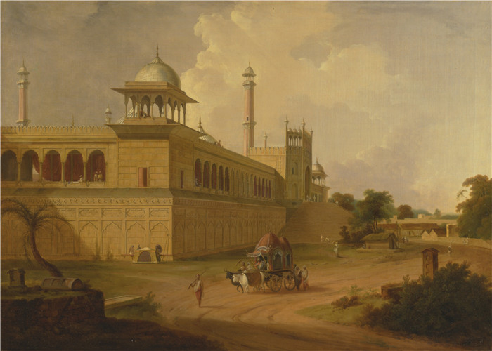 托马斯·丹尼尔 （Thomas Daniell） 的画作-贾米清真寺Jami Masjid, Delhi