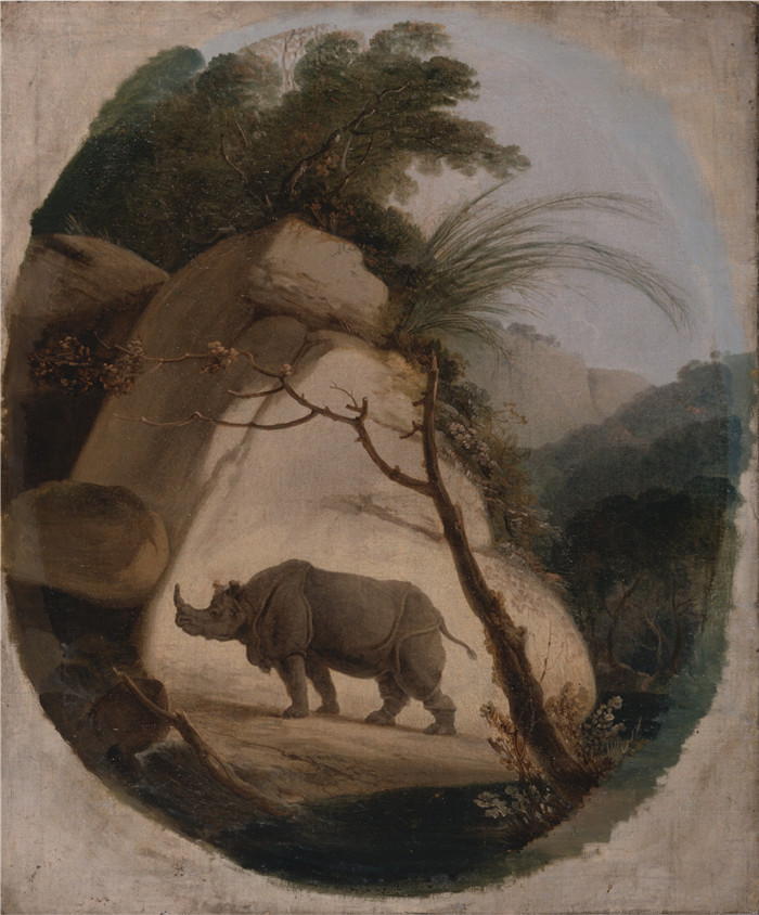 托马斯·丹尼尔 (Thomas Daniell) 的画作-印度犀牛The Indian Rhinoceros