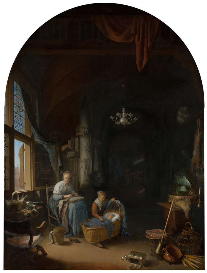 杰拉德·杜(Gerard Dou )的画作-《年轻的母亲》'The Young Mother'