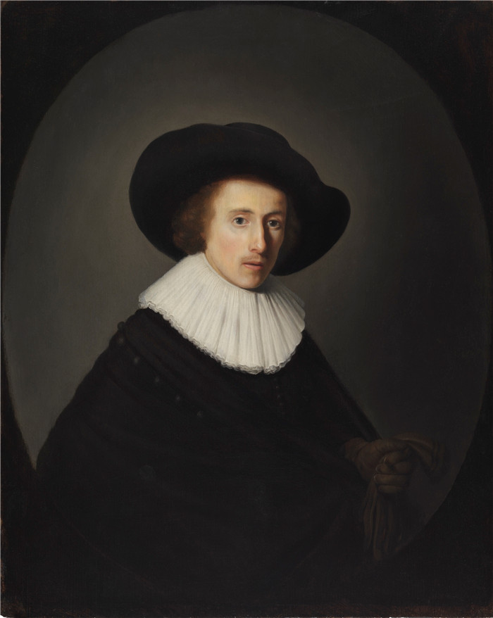 《戴帽子的男人的肖像》杰拉德·杜（Gerard Dou ）的画作-Portrait of a Man with a Hat