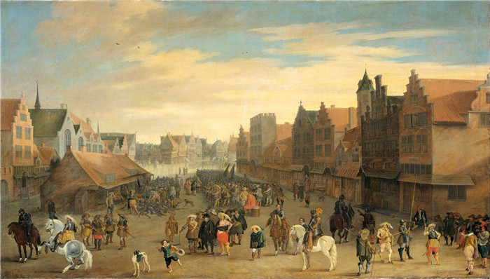 约斯特·科内利斯(Joost Cornelisz)的画作-莫里茨王子在乌得勒支的新河上 1618年