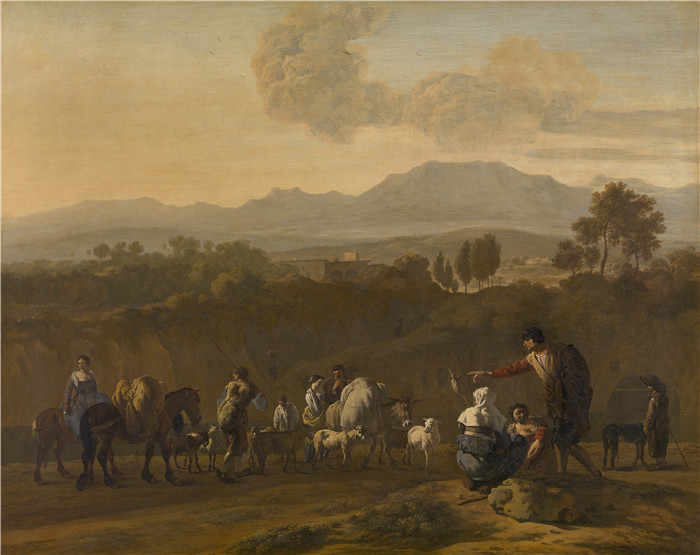 《罗马乡村》卡雷尔·杜雅尔丹(Karel Dujardin) 的画作-Romeinse campagna