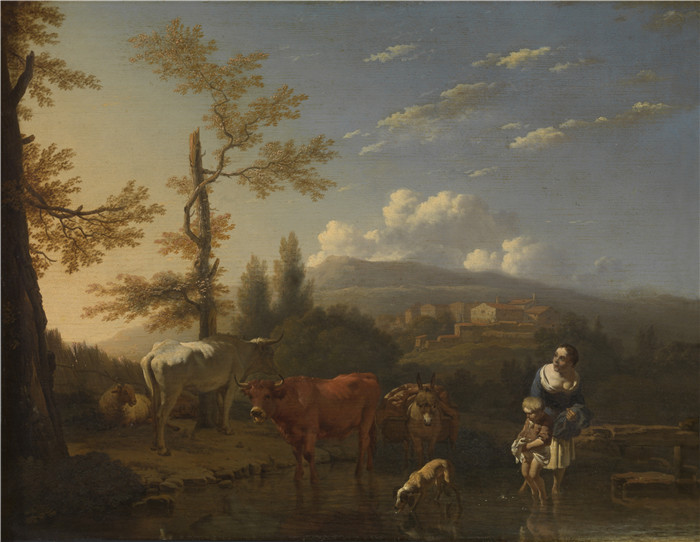 《意大利风景》卡雷尔·杜雅尔丹(Karel Dujardin) 的画作- Italiaans landschap