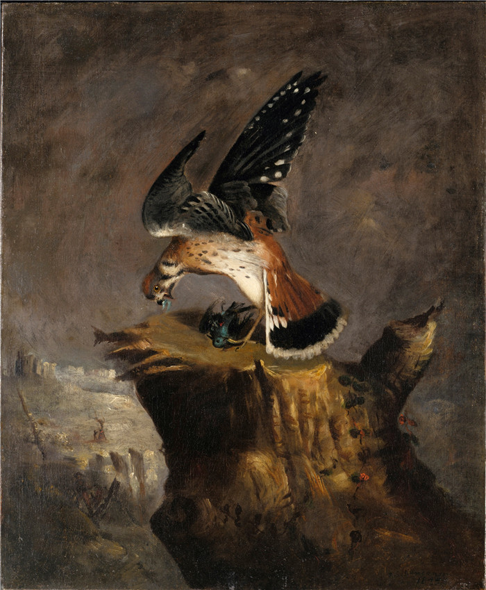 《秃鹫与猎物》罗伯特·邓肯森（Robert S.Duncanson）画作--Vulture n Prey 1844