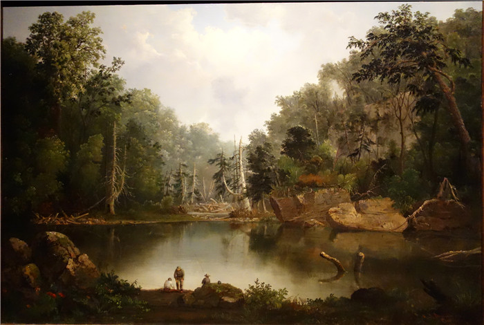 罗伯特·邓肯森（Robert S.Duncanson）画作-蓝洞，洪水，小迈阿密河，1851