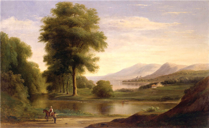 《河边的相遇》罗伯特·邓肯森（Robert S.Duncanson）画作-Meeting by the River, 1864