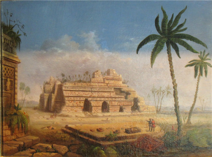 《尤卡坦半岛的玛雅遗址》罗伯特·邓肯森（Robert S.Duncanson）画作-'Mayan Ruins, Yucatan'