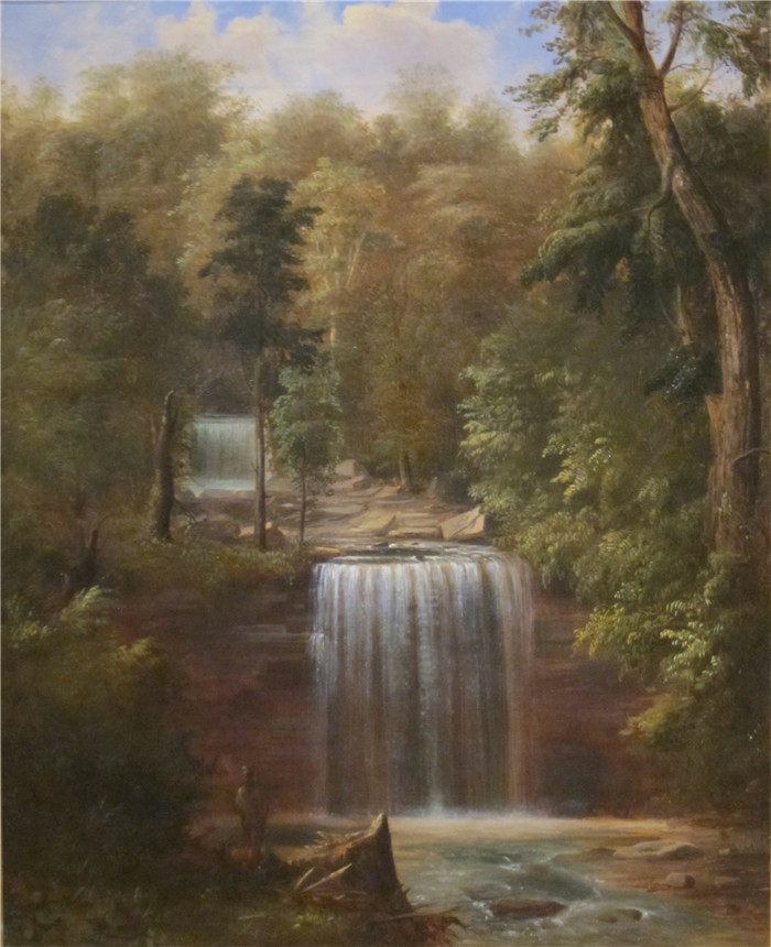 罗伯特·邓肯森（Robert S.Duncanson）画作-明尼苏达州明尼奥帕瀑布'Minneopa Falls, Minnesota'