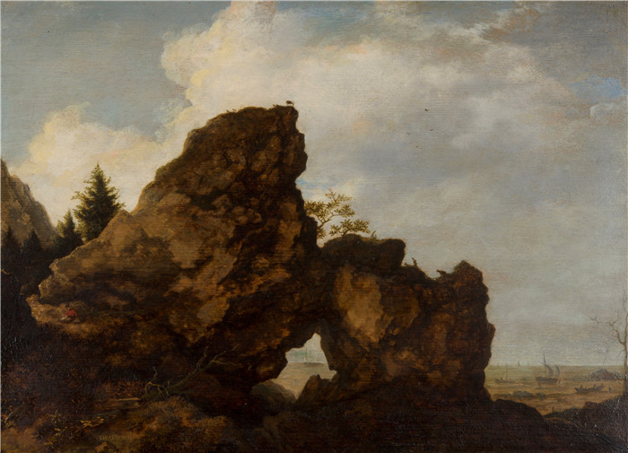 《岩石海岸景观》阿勒特·范·埃弗丁根(Allaert van Everdingen)作品-Landschap met rotskust