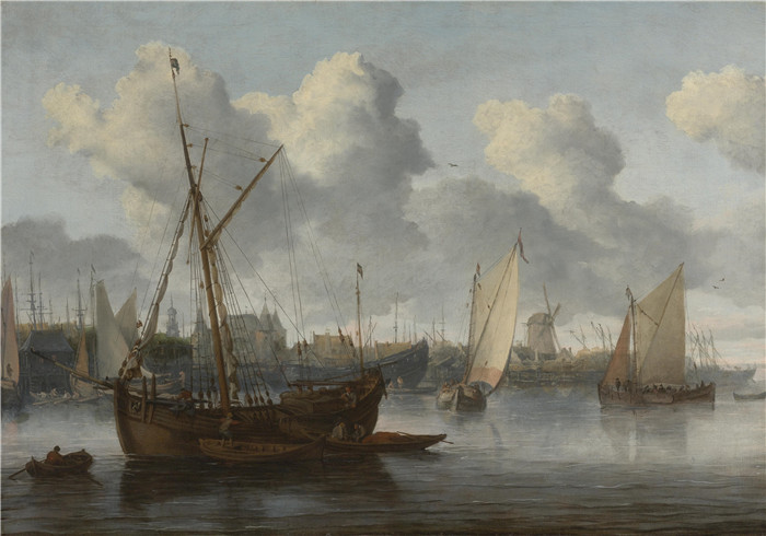 《港口中的渔》阿勒特·范·埃弗丁根(Allaert van Everdingen)作品-船Fishing Boats in a Harbor (early 1660s)
