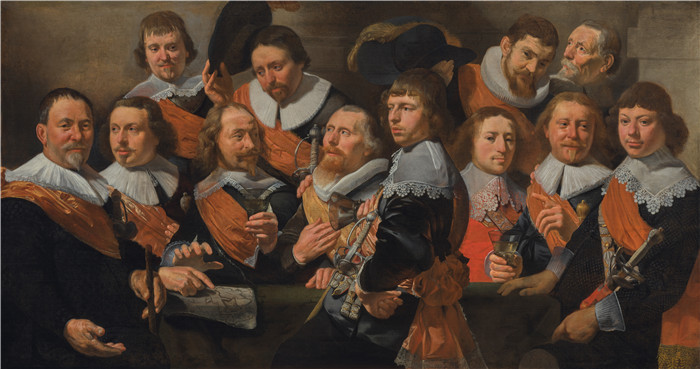 《老射击队官员》凯撒·范·埃弗丁根（Caesar van Everdingen）画作-Officieren van de Oude Schutterij