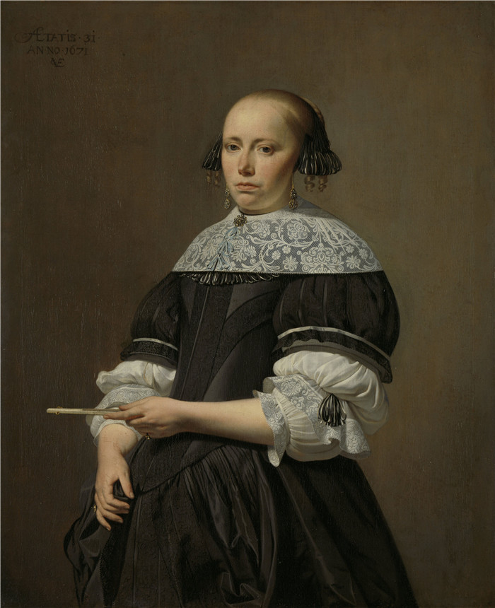 凯撒·范·埃弗丁根(Caesar van Everdingen)画作-伊丽莎白·范·凯塞尔(1640-1717)Elisabeth van Kessel (1640-1717).
