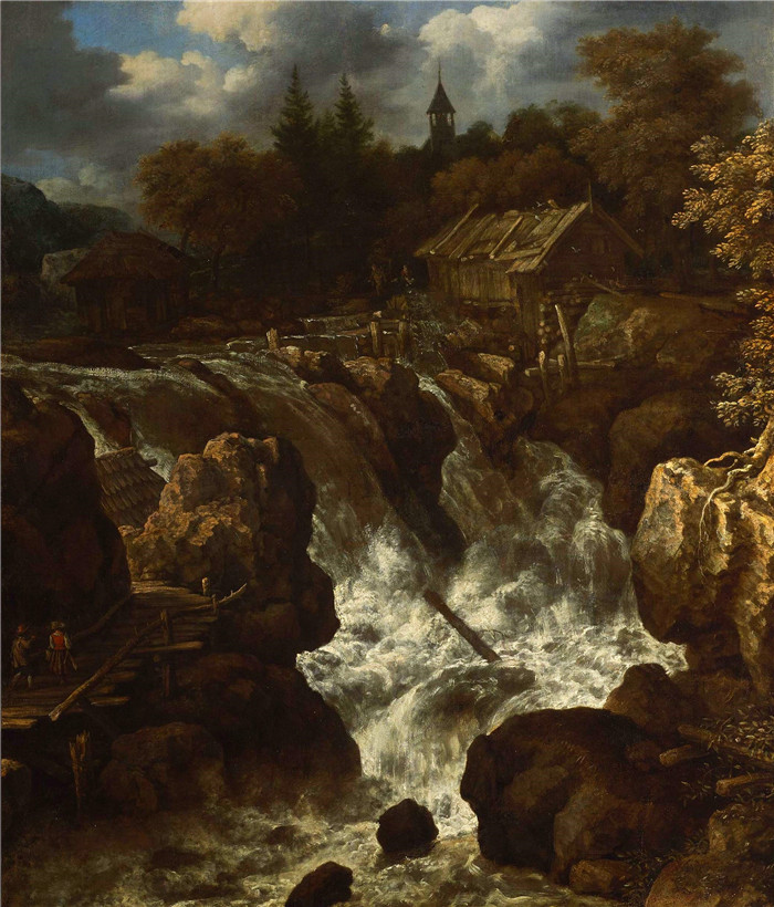 《瀑布景观》阿勒特·范·埃弗丁根(Allaert van Everdingen)作品- Everdingen Landscape with waterfall