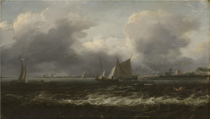 《波涛汹涌的大海》阿勒特·范·埃弗丁根(Allaert van Everdingen)作品- Rough Sea (Philadelphia Museum of Art)