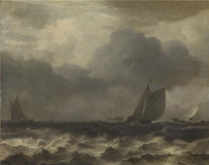 《波涛汹涌的大海》阿勒特·范·埃弗丁根(Allaert van Everdingen)作品- Rough Sea (Philadelphia Museum of Art) (2)