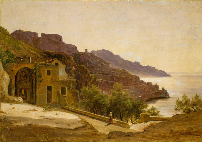 《阿马尔菲附近的露台》托马斯·费恩利(Thomas Fearnley)画作-Terrace near Amalfi