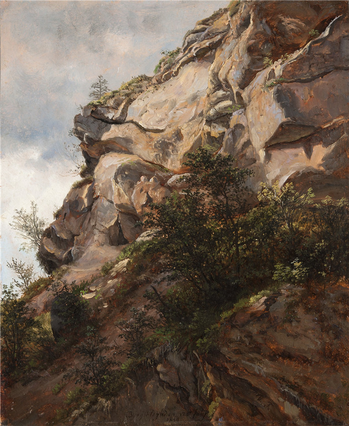 《贝希特斯加登的岩石》托马斯·费恩利（Thomas Fearnley）画作- Rock at Berchtesgaden