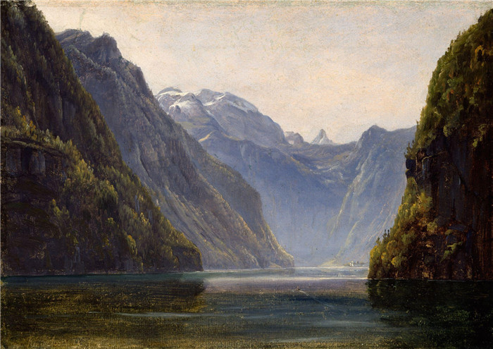《从国王湖出发》托马斯·费恩利（Thomas Fearnley）画作-From Königssee