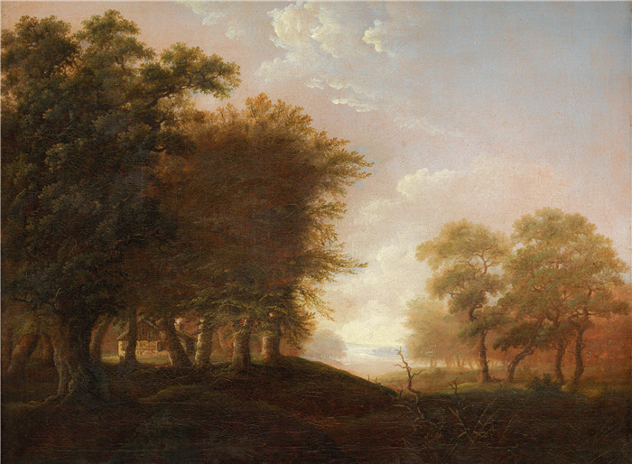 《带房屋的土地》托马斯·费恩利（Thomas Fearnley）画作 Landskap med hus