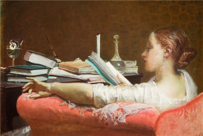 费德里科·法鲁菲尼 （Federico Faruffini） 的画作-Federico_Faruffini_-_La_lettrice_(1864-1865)