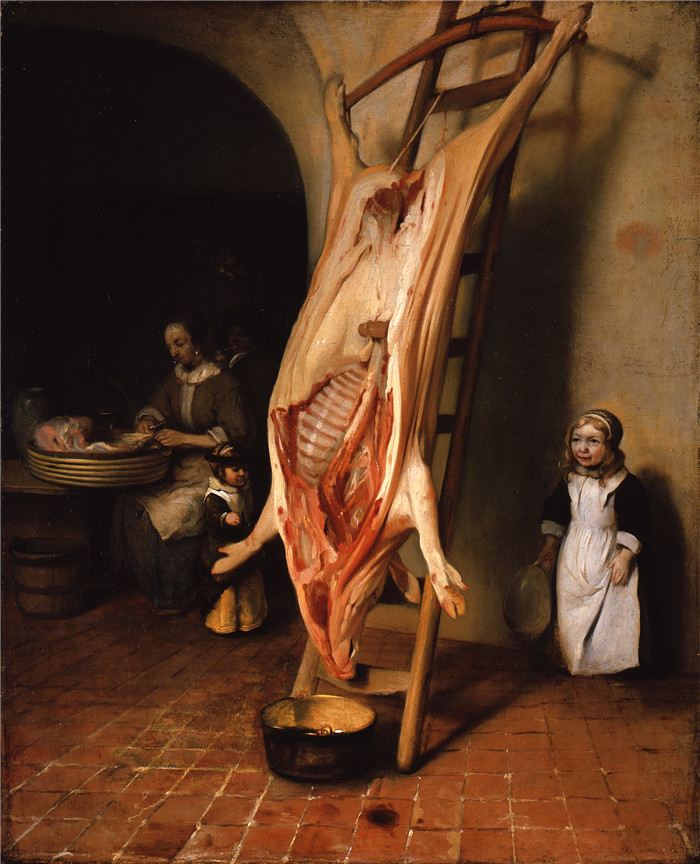 《屠宰的猪》巴伦支·法布里修斯（Barent Fabritius）画作- The Slaughtered Pig