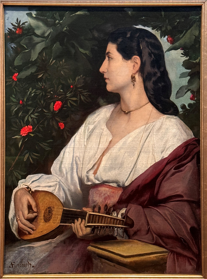 《曼陀林演奏家》安塞尔姆·费尔巴哈（Anselm Feuerbach）画作- Mandolinenspielerin