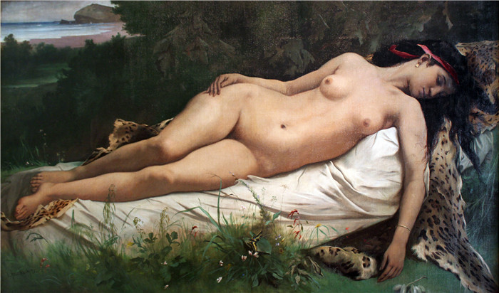 安塞尔姆·费尔巴哈（Anselm Feuerbach）画作-女人 1870 Feuerbach Ruhende Nymphe anagoria