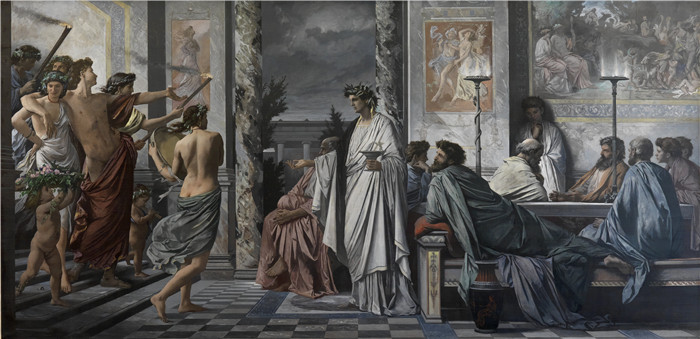 安塞尔姆·费尔巴哈(Anselm Feuerbach)画作-柏拉图研讨会Plato's Symposium