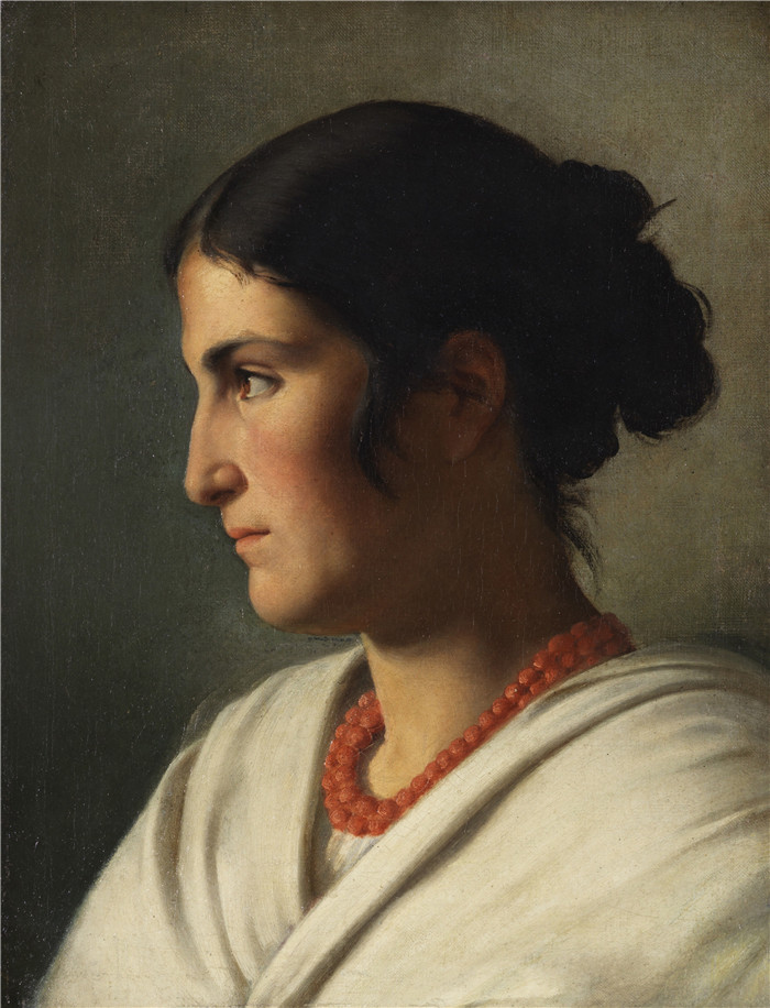 《罗马女人的肖像》安塞尔姆·费尔巴哈(Anselm Feuerbach)画作- Bildnis einer Römerin c1860s