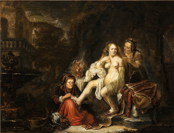 戈弗特·弗林克（Govert Flinck）画作-巴舍巴收到大卫的信 Bathsheba receiving David's Letter