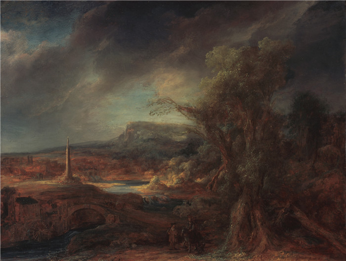 《方尖碑景观》戈弗特·弗林克（Govert Flinck）画作-Landscape with an Obelisk,