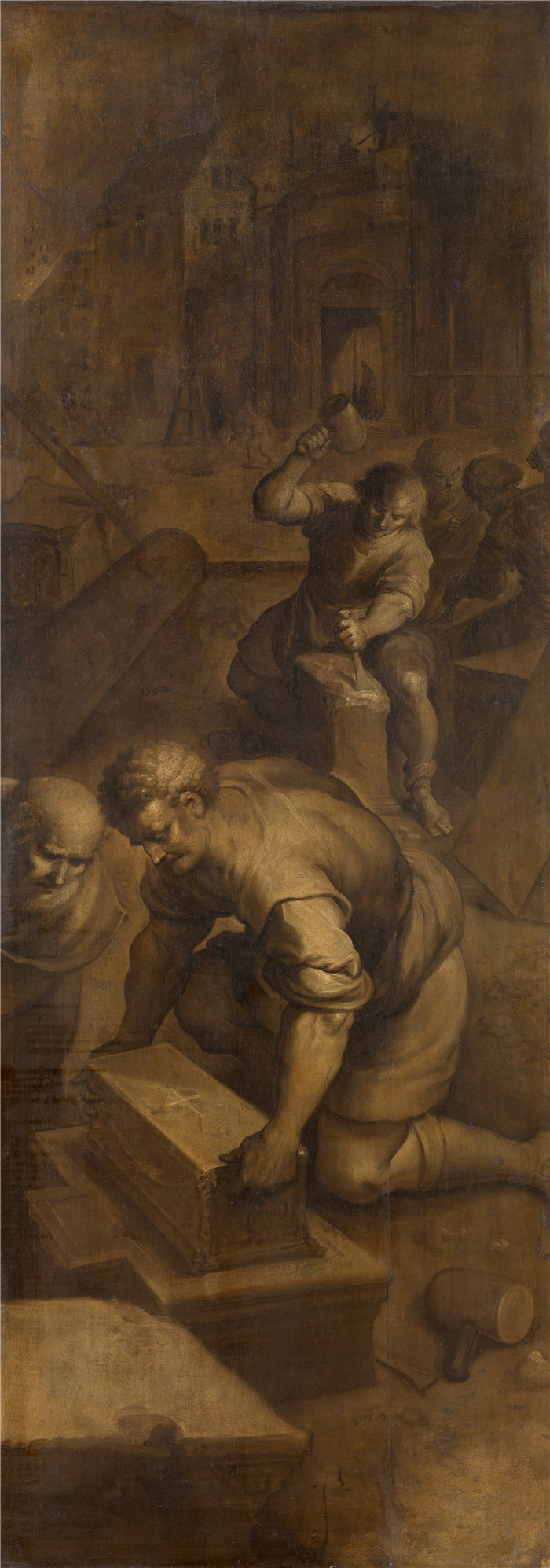 弗兰斯·弗兰肯(Frans Francken)画作-四个加冕者 De Vier Gekroonden aan het werk