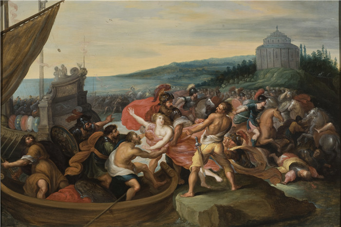 《海伦被绑架》弗兰斯·弗兰肯(Frans Francken)画作-The Abduction of Helen