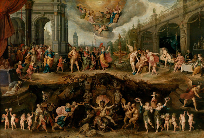 弗兰斯·弗兰肯（Frans Francken）画作-《人类永恒的困境：美德与恶行之间的选择》
