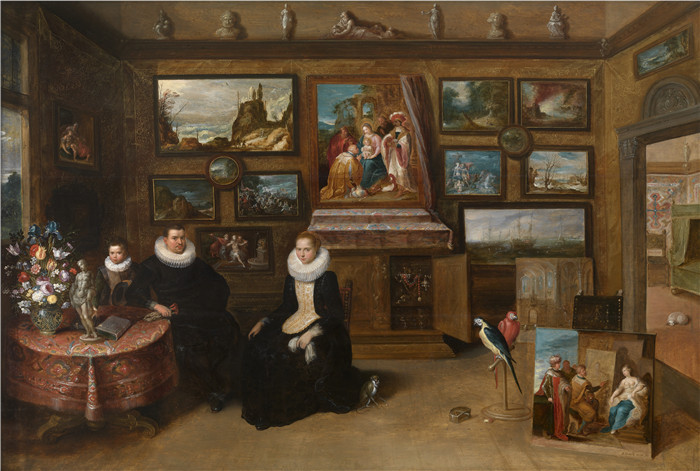 《国王的家族》弗兰斯·弗兰肯（Frans Francken）画作- Portret van een familie in een kunstkamer