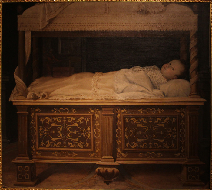 拉维尼亚·丰塔纳（Lavinia Fontana）画作-躺在婴儿床上的孩子