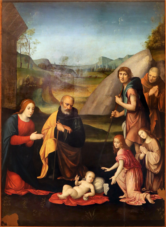 弗朗切斯科·弗朗西亚（Francesco Francia）画作-圣婴家庭崇拜者