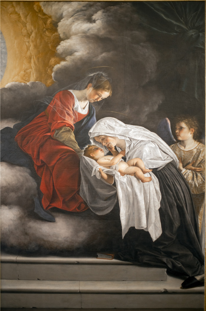奥拉齐奥·真蒂莱斯基(Orazio Gentileschi)的画作-圣弗朗西斯卡罗马的愿景La Visione di S.Francesca Romana