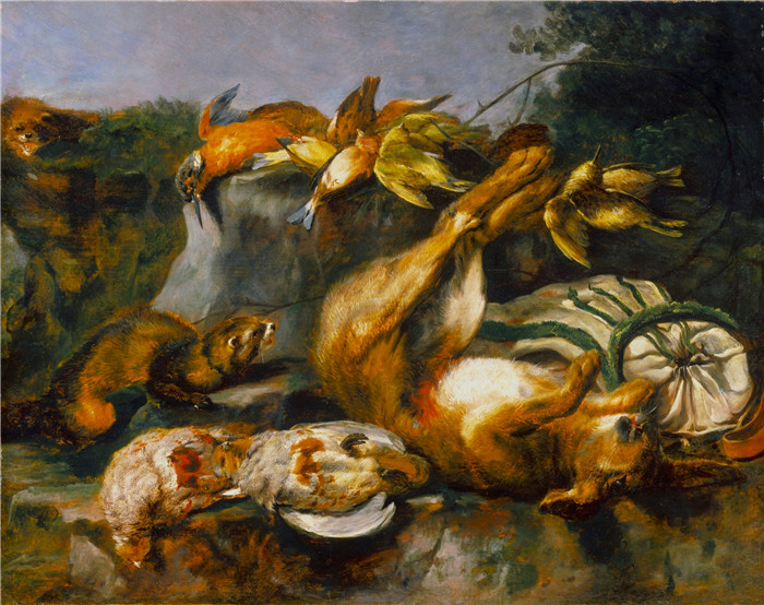 《死亡游戏和黄鼠狼》扬·菲特（Jan Fyt）画作-Dead Game and Weasels