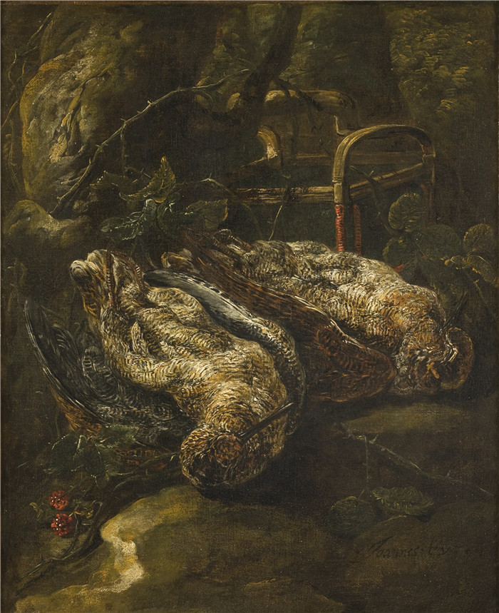 扬·菲特(Jan Fyt)画作-《木鸡静物》Still Life with Woodcocks (Jan Fyt)