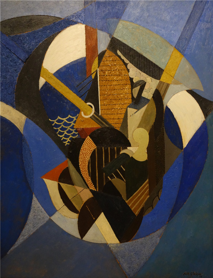 《帆船上》阿尔伯特·格列玆（Albert Gleizes）的画作-On a Sailboat -   1916 