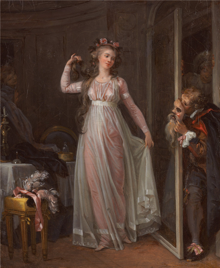 《蒙面球之前》玛格丽特·热拉尔（Marguerite Gérard）的画作-Before the Masked Ball (sketch)