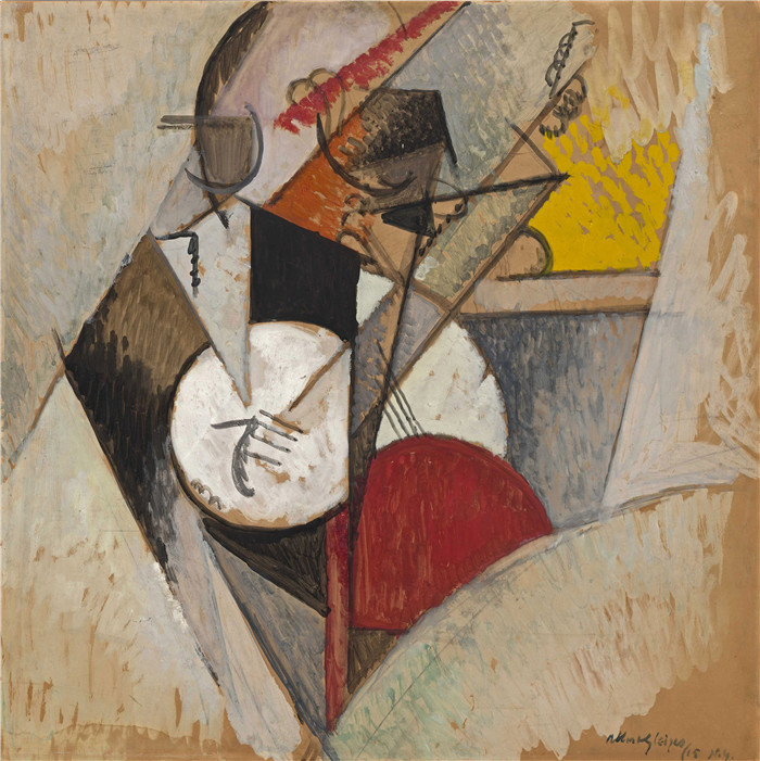 阿尔伯特·格列玆(Albert Gleizes)的画作-爵士乐作曲1915, Composition pour Jazz, oil on cardboard, 73 x 73 cm